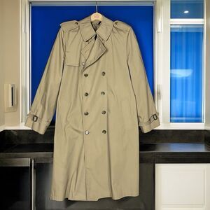 London Fog NEW Size 44L Men's Classic Khaki Trench Coat Removable‎ Fur Liner